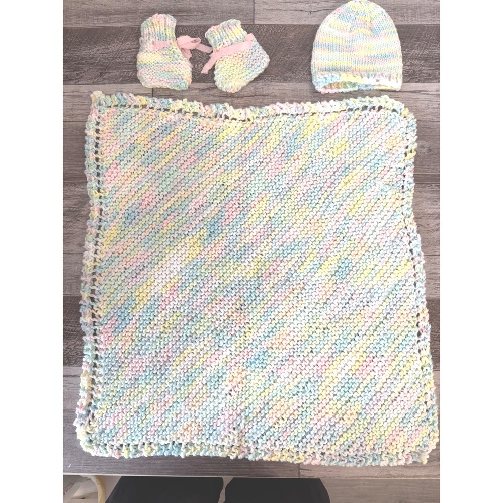 Handmade Newborn Baby Blanket Set Pastel Easter Shower Gift 21"x20"‎ Photo Shoot
